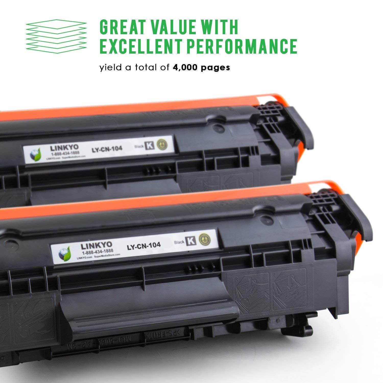 LINKYO Compatible Toner Cartridge Replacement for Canon 104 (Black, 2-Pack)