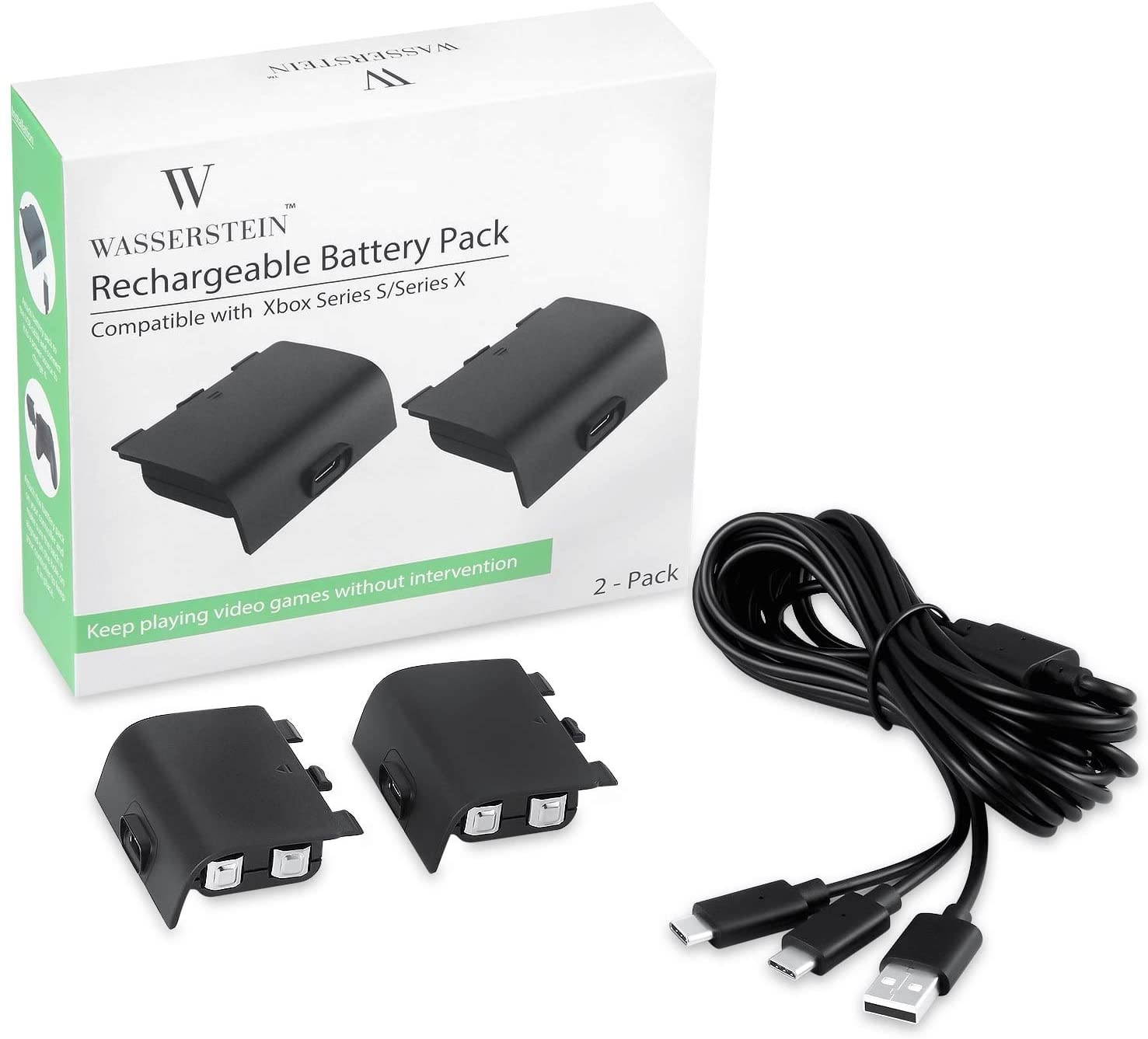 Wasserstein 700mAh Controller Battery Packs and Charging Cable for Microsoft Xbox Wireless Controller 2020 Model (Xbox Series X/S, Xbox One) (4 Pack)