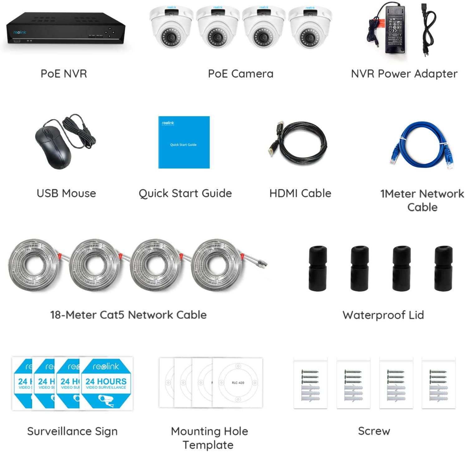 Reolink 8CH 4MP PoE Home Security Camera System, 4x 1440P HD Outdoor PoE Dome IP Cameras D400 and 2TB HDD NVR, 100ft Night Vision Audio, RLK8-420D4-4MP