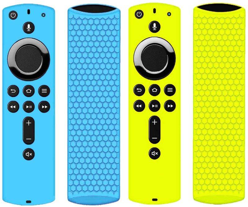 2Pack Remote Case Cover for F TV Stick 4K, HJYuan Silicone Remote Case for F TV Cube/F TV(3rd Gen) Compatible with All-New 2nd Gen Alexa Voice Remote Control, Anti-Slip Shockproof - Blue Green