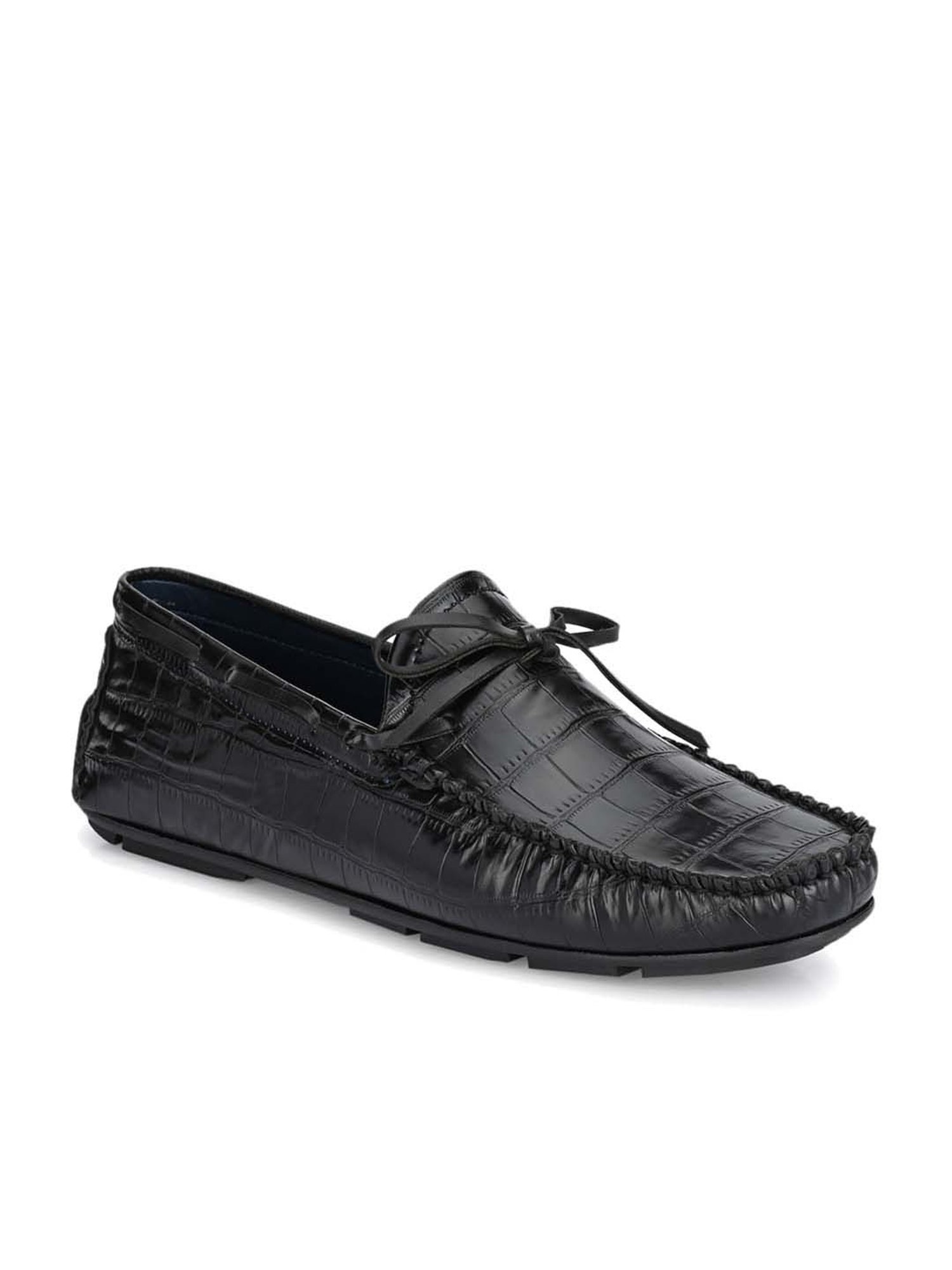 El Paso Men's Black Boat Shoes