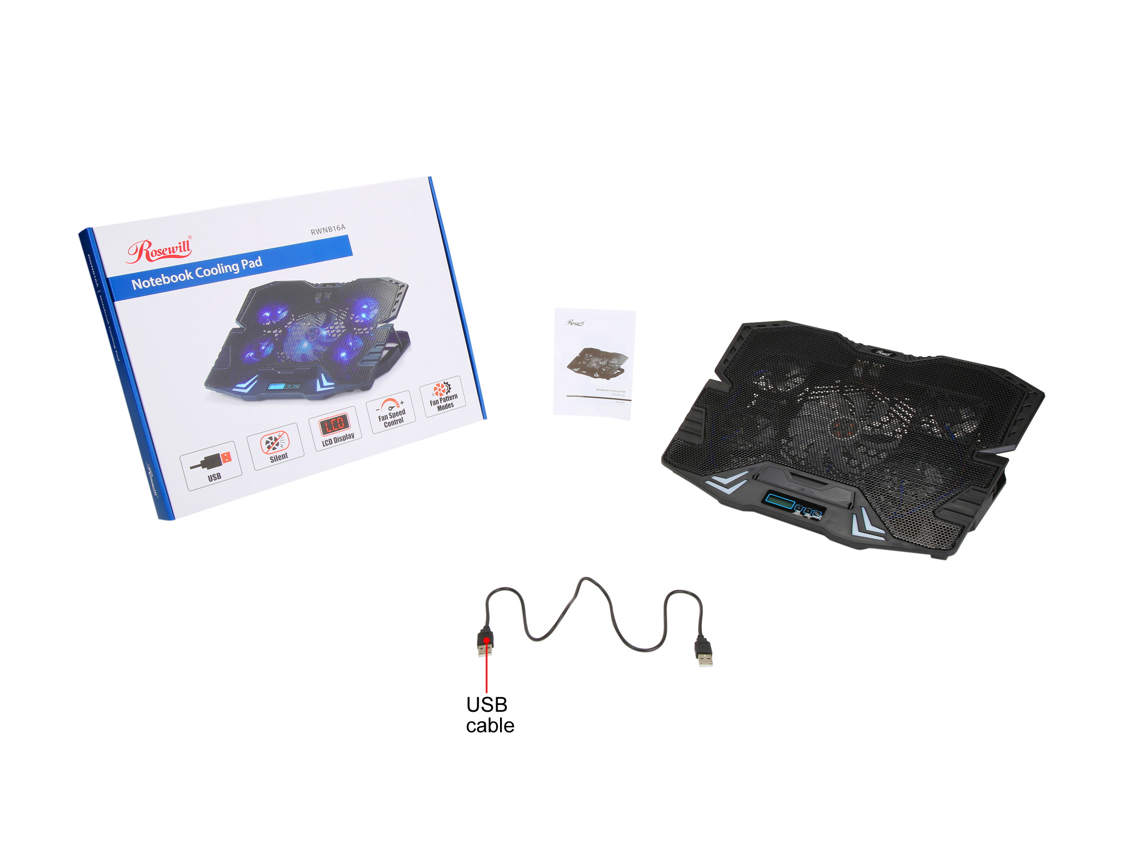 Laptop Cooling Pad, Laptop Cooler with 5 Quiet Red LED Fans for 12"-17" Inch Laptop, Dual USB 2.0 Ports, Portable Angle Adjustable Laptop Stand for Gaming Laptop-Green