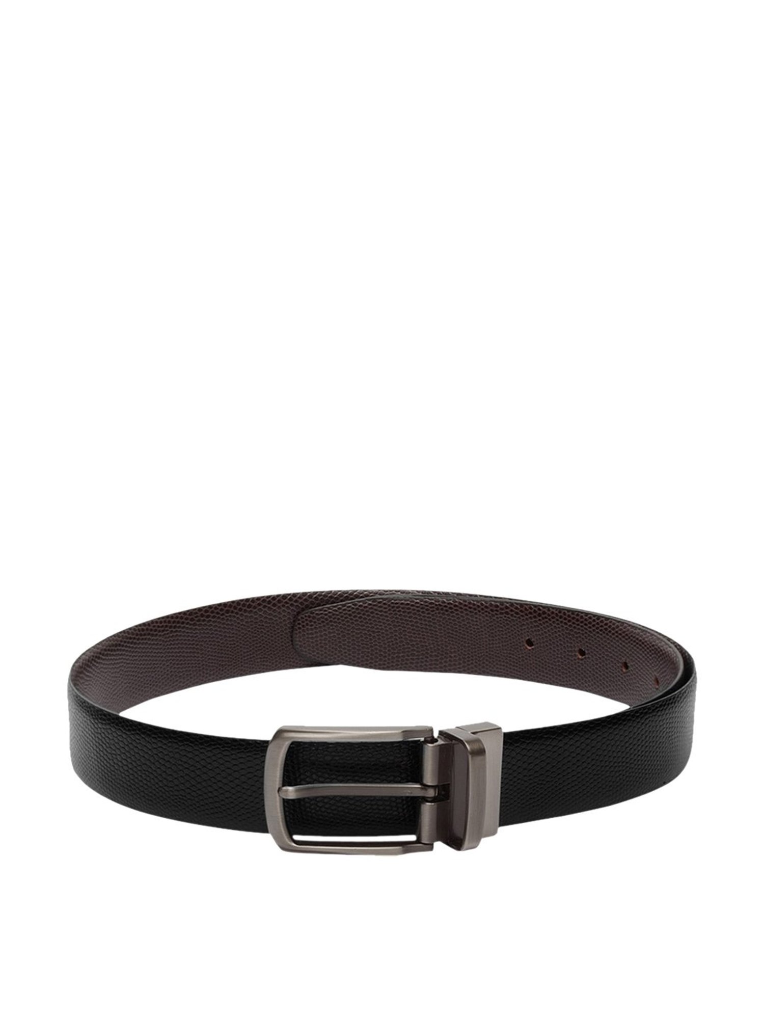 SCHARF Black Leather Reversible Belt With Wallet for Men