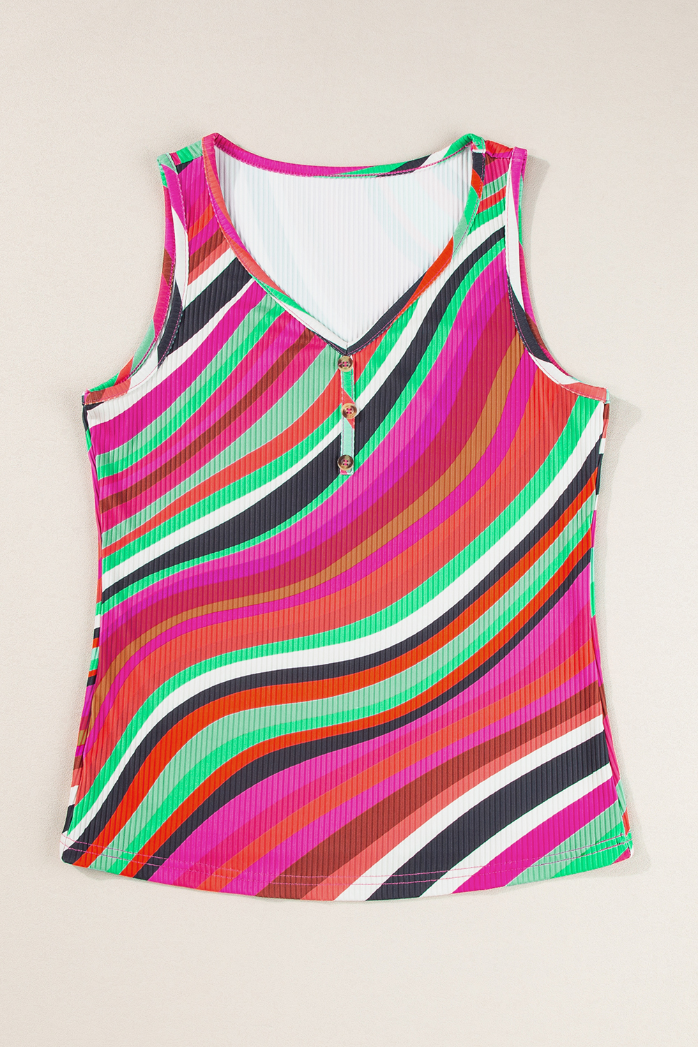 Pink Casual Solid Color Crew Neck Tank Top