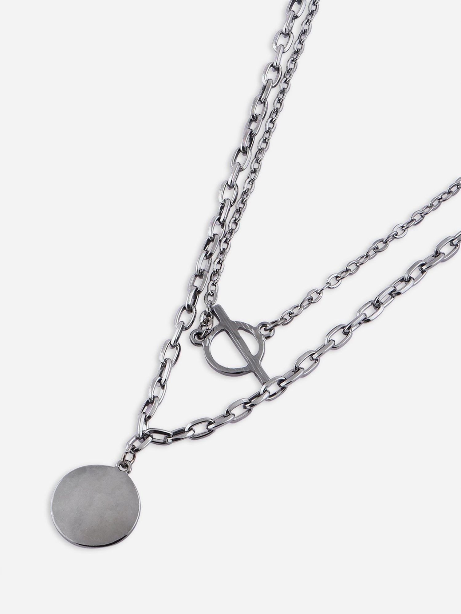 The Bro Code Geometric Shape Round Silver Necklace for Men