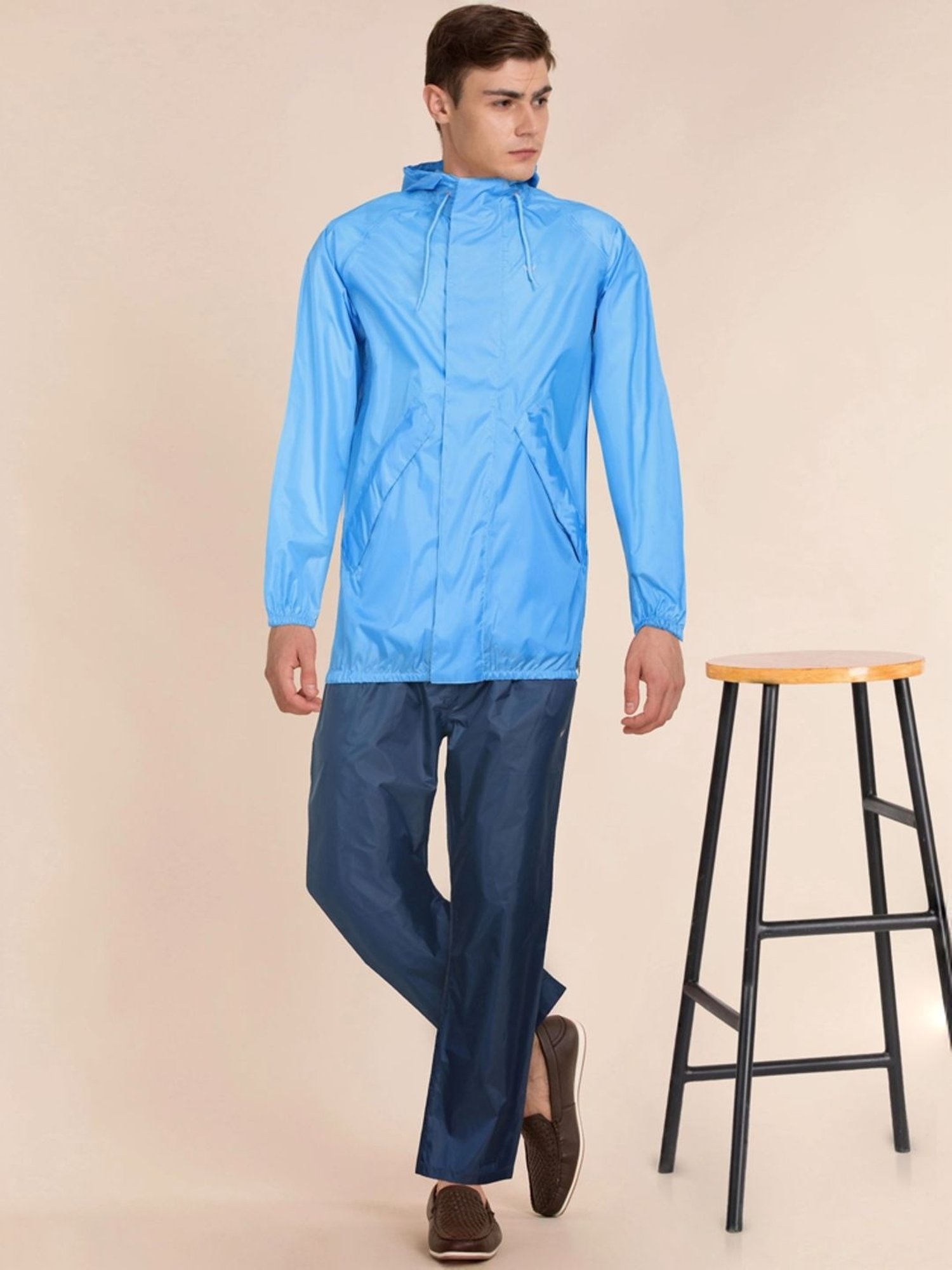 Wildcraft Light Blue & Navy Regular Fit Raincoat Set