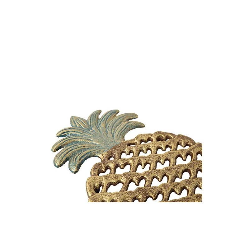 Iron Pineapple Trivet - Decorative Iron Trivet For Kitchen Or Dining Table - Vintage, Rustic Design - Protect your Countertop from Hot Dishes - With Rubber Pegs/Feet - Recycled Metal