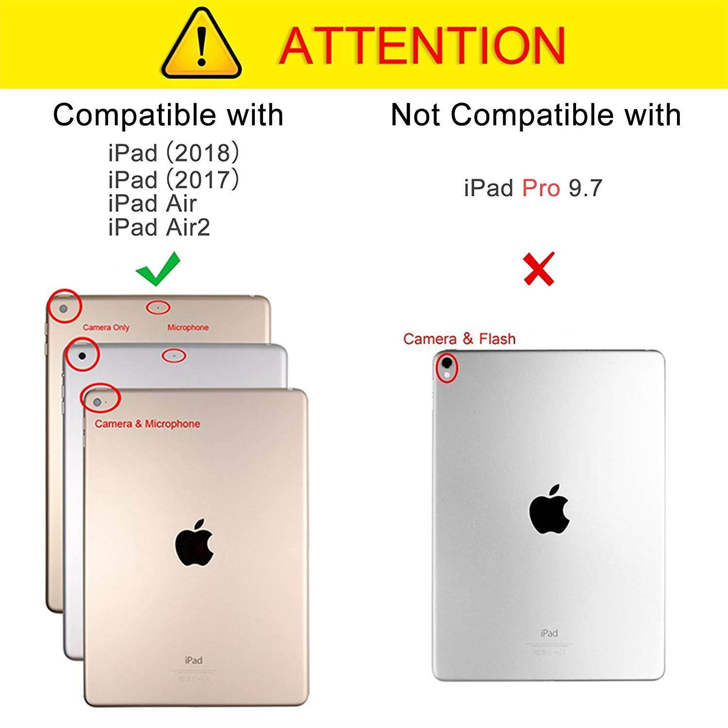 iPad 9.7 2018 2017/iPad Air 2/iPad Air Case, Dteck Multiple Viewing Angles Stand Folio Smart Case Cover with Auto Wake/Sleep Feature Protective Case for Apple iPad 6th/5th Gen, iPad Air 1/2,Gold