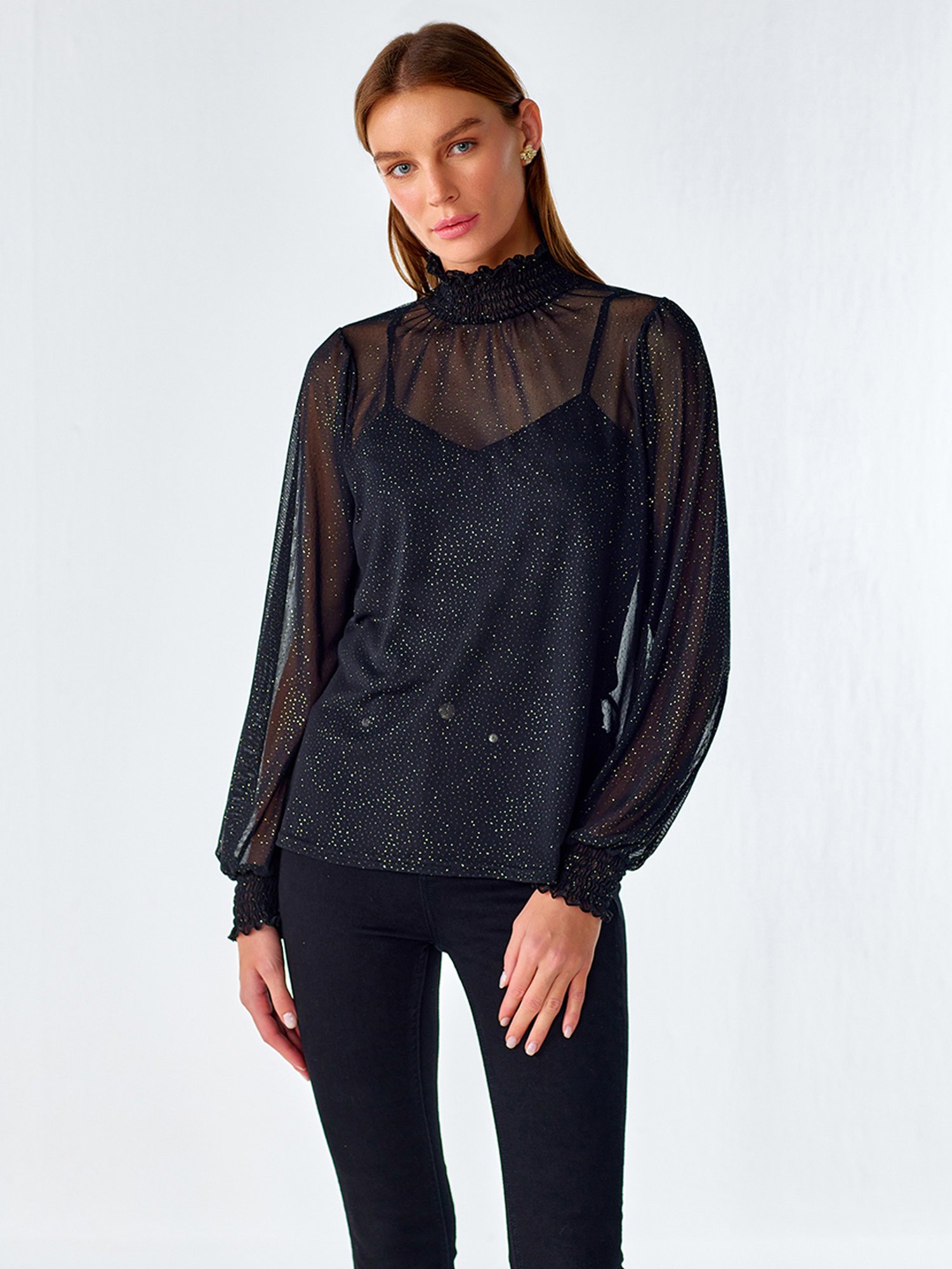 Cover Story Black Textured Top
