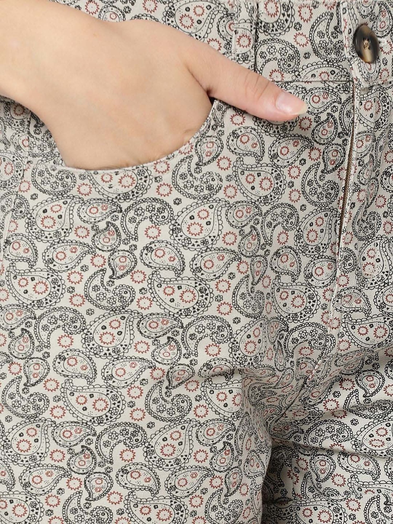 VASTRADO Beige Cotton Printed Shorts