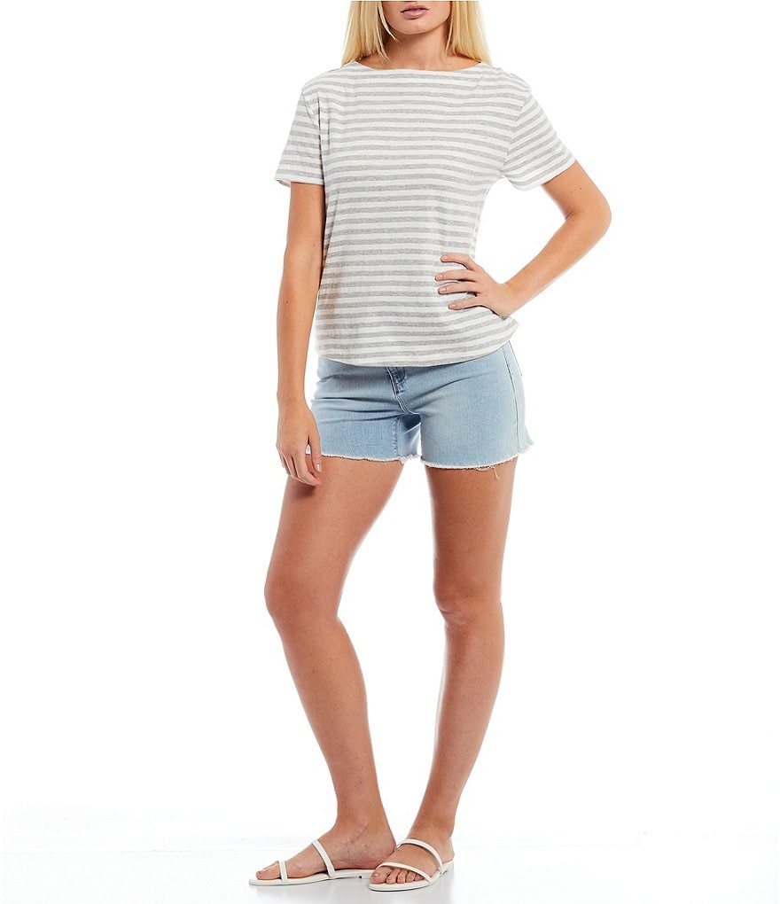 A Loves A Bateau Neck Short Sleeve Stripe Tee