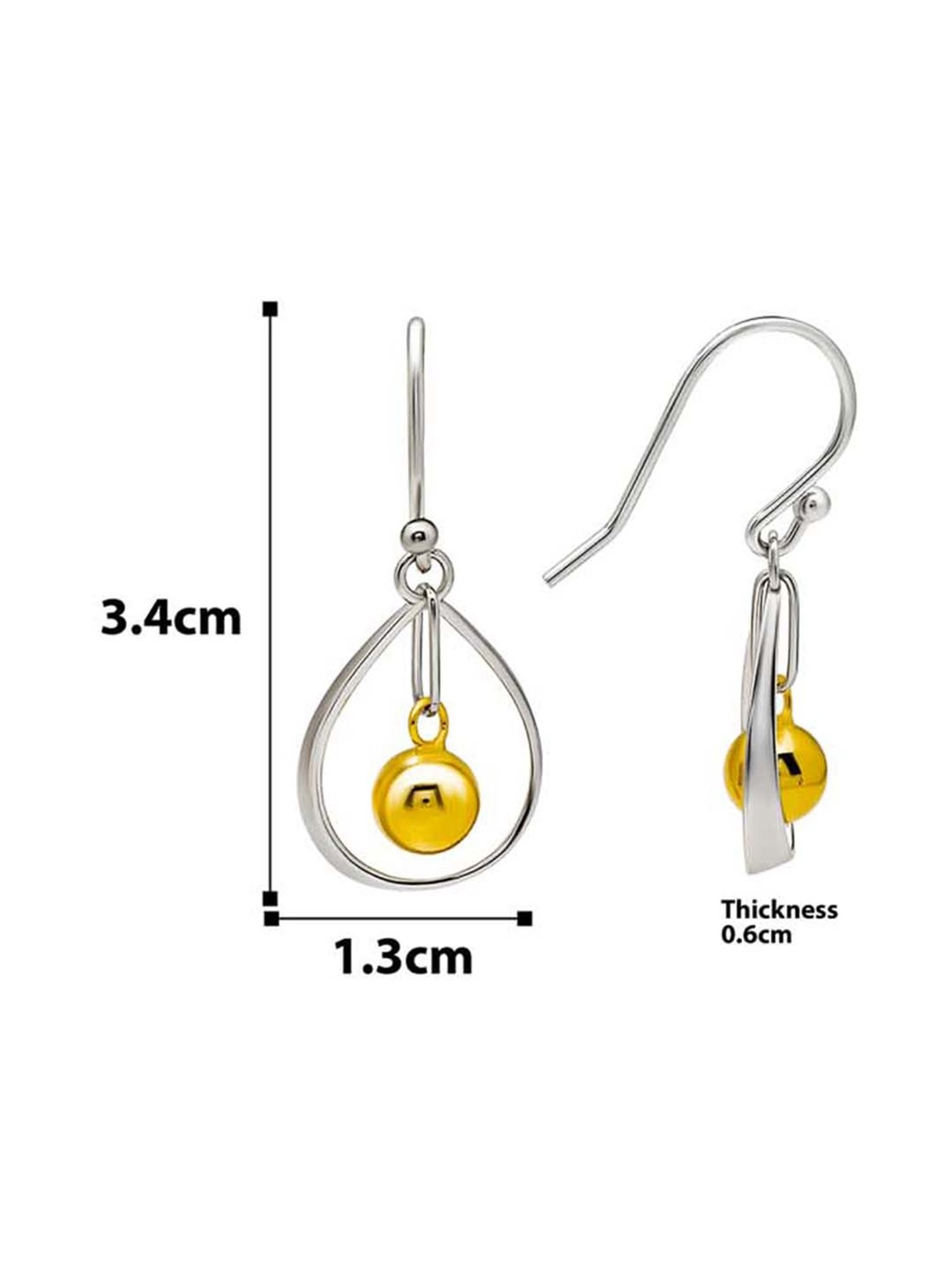 Silberry 925 Sterling Silver 18k Gold Plated Two Tone Silver Starburst Drop Earrings for Women