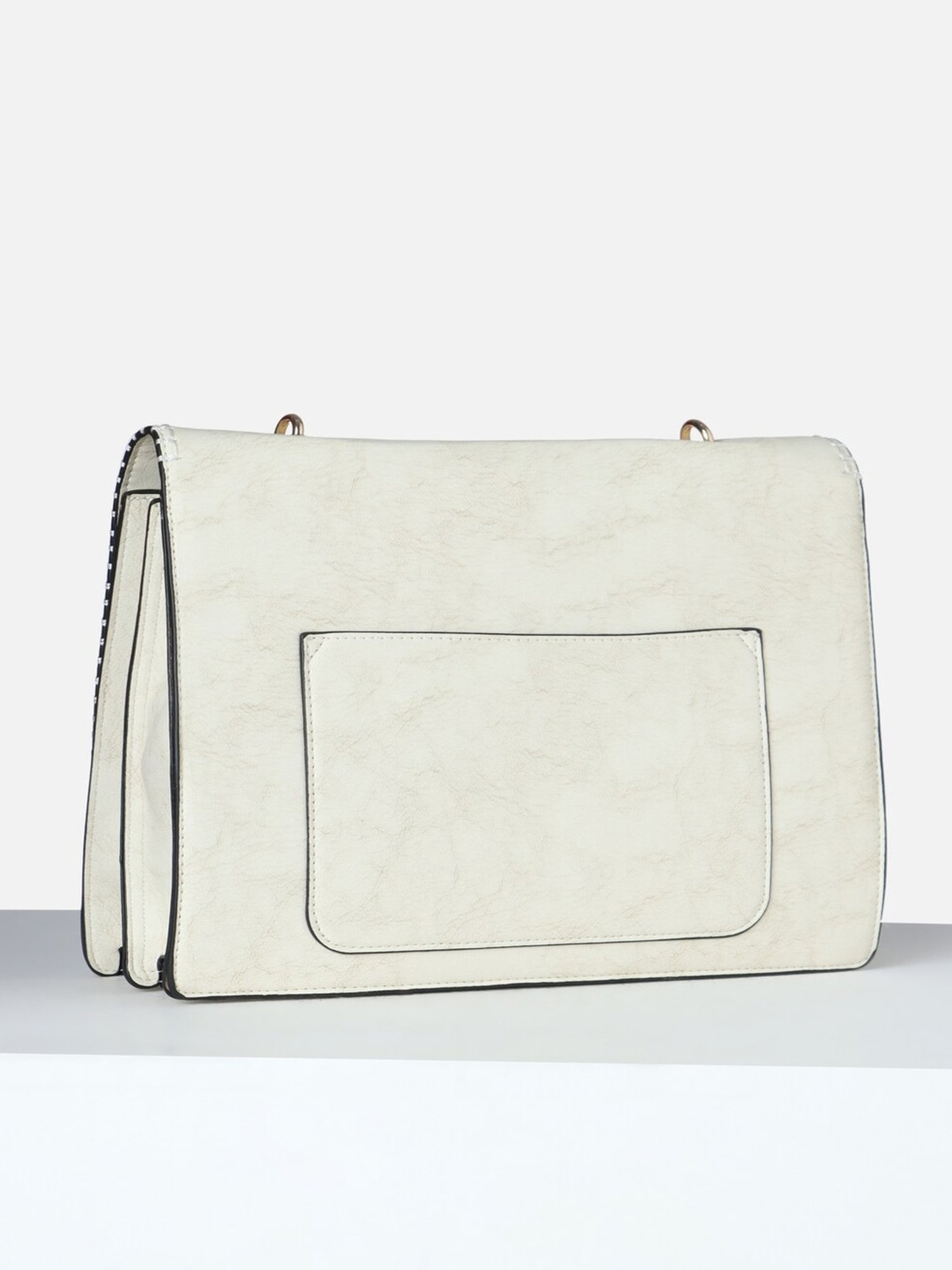 Allen Solly Cream Textured Medium Sling Handbag