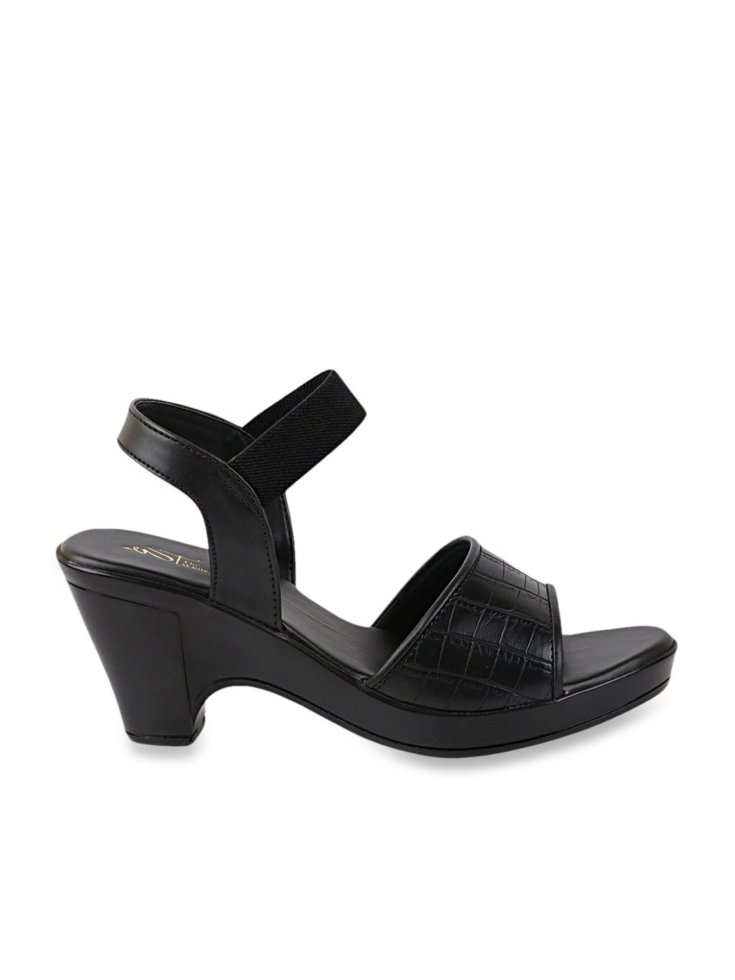 The White Pole Women's Black Ankle Strap Sandals