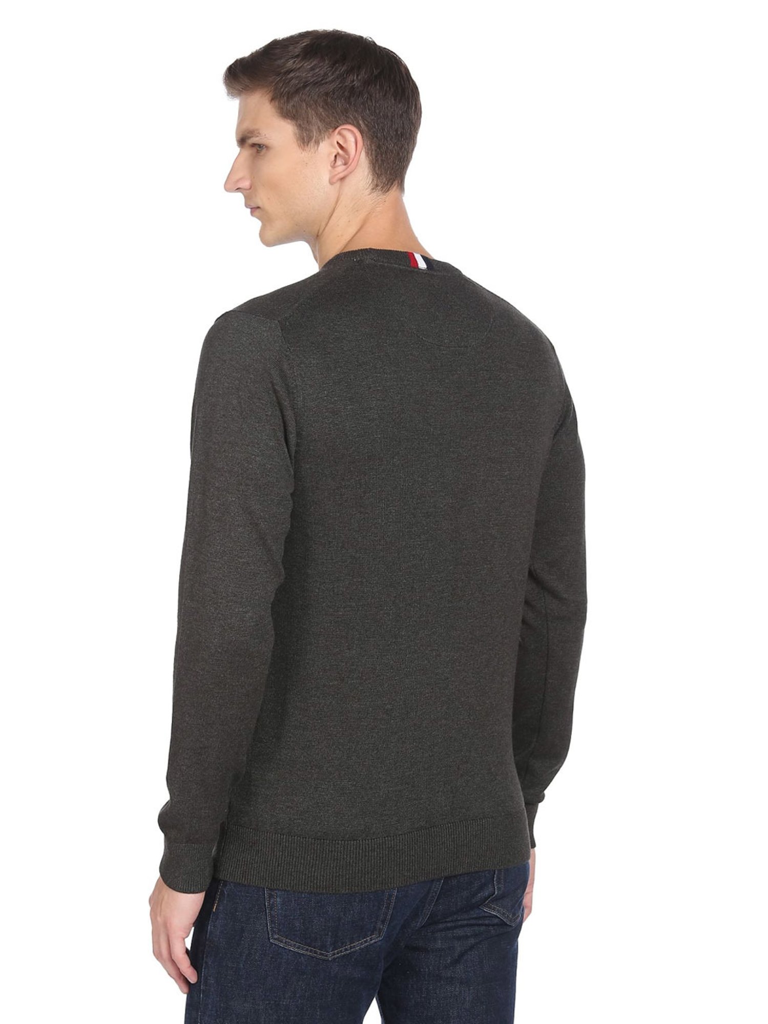 Arrow Sport Black Cotton Regular Fit Printed Sweater