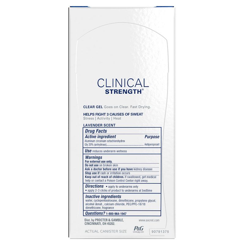 Secret Clinical Strength Clear Gel Clean Antiperspirant & Deodorant for Women Lavender - 2.6oz
