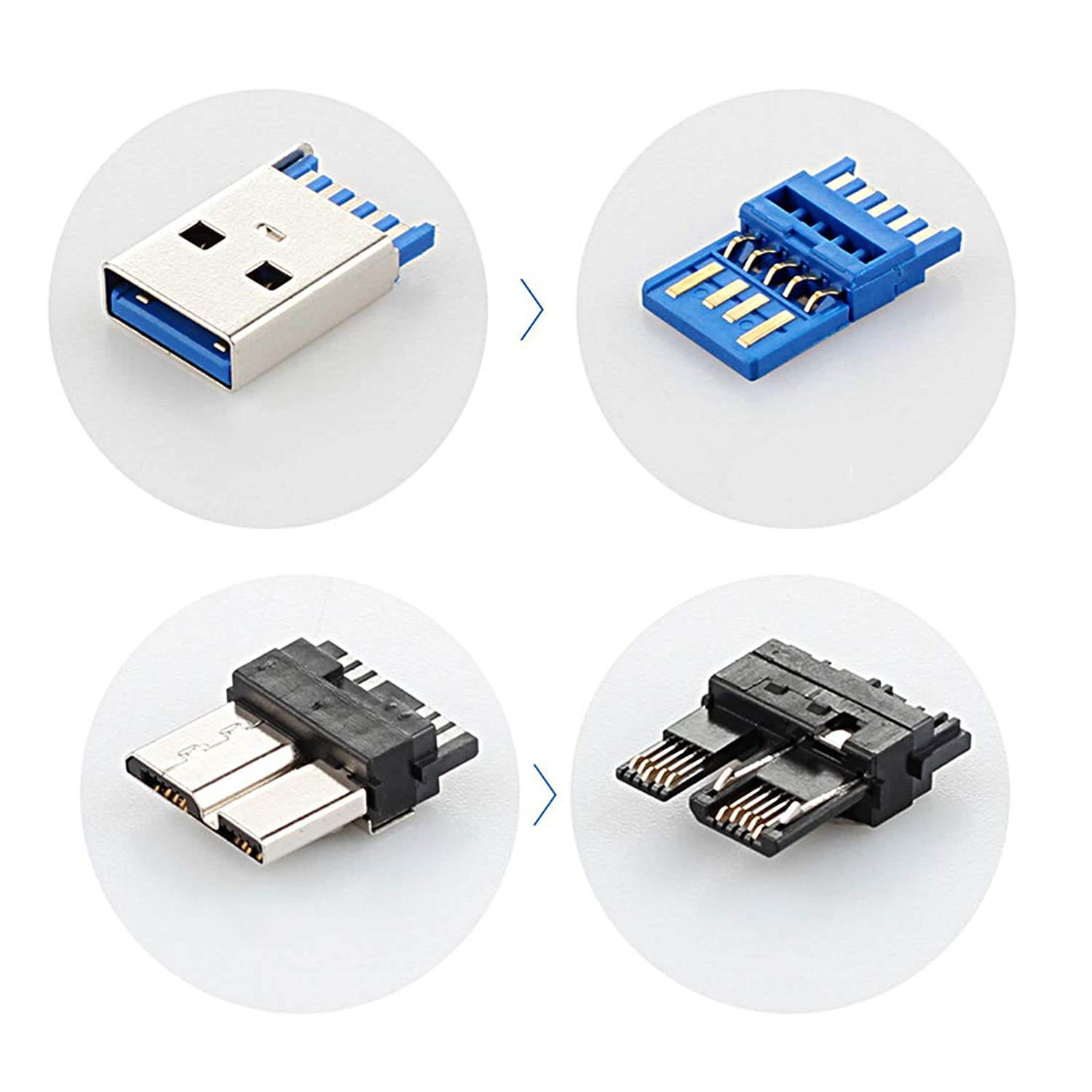 Hitachi SuperSpeed USB 3.0 Cable A to Micro B - 1 Feet - 35cm - 0.35M Length - for Hitachi/WD/Seagate/Clickfree/Toshiba/Samsung External Hard Drives and Samsung Galaxy Note III