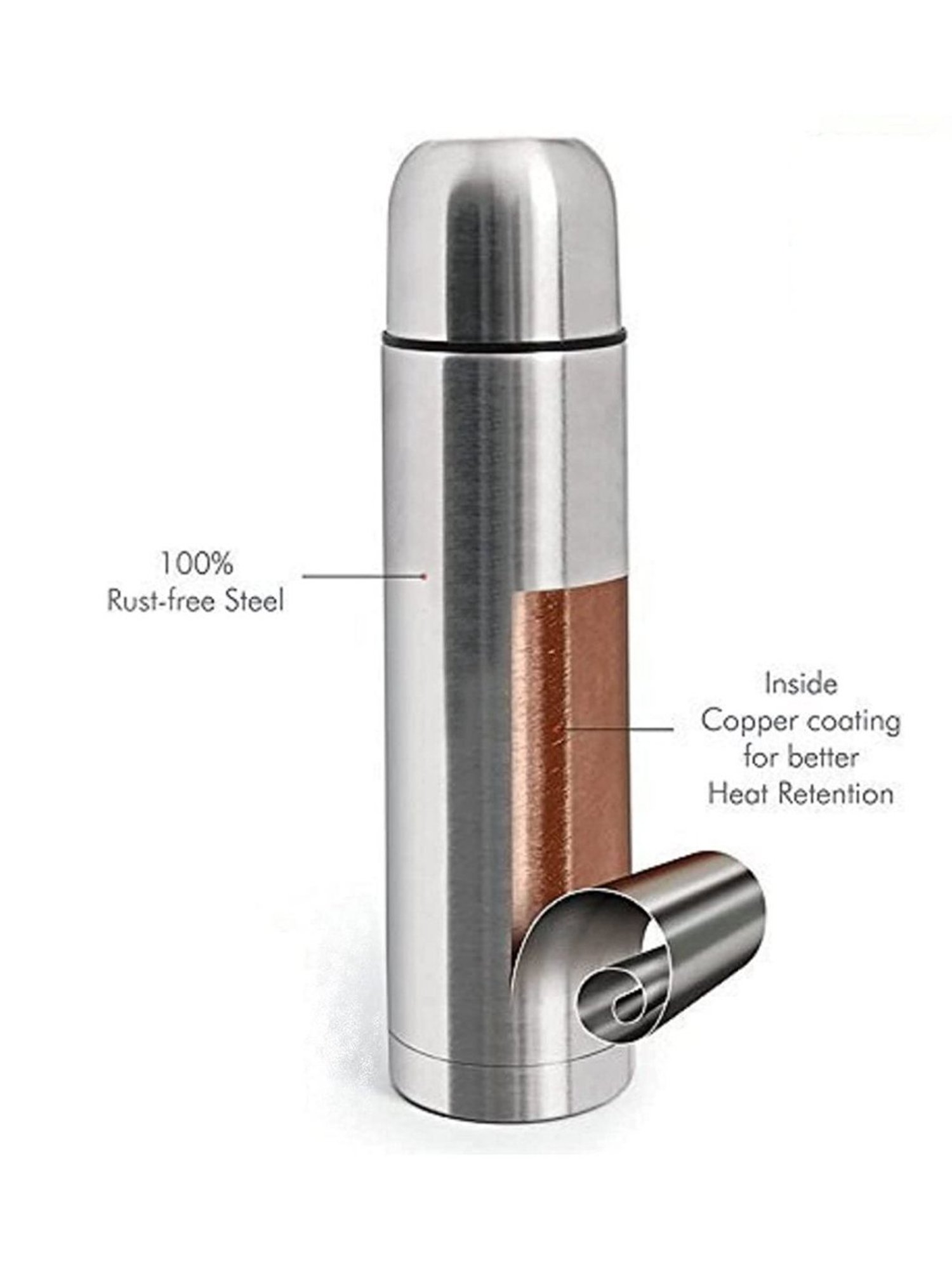 Milton Silver Stainless Steel Thermosteel Vacuum Flasks (0.5 L)