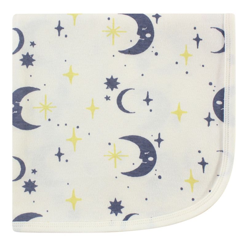 Touched by Nature Baby Organic Cotton Swaddle, Receiving and Multi-purpose Blanket, Moon, One Size