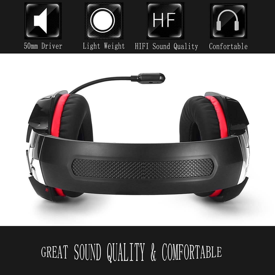 KOTION EACH G1200 Professional 3.5mm Plug Bass Stereo Gaming Headphone with Microphone, For PS4, Smartphone, Tablet, Computer, Notebook(Red)