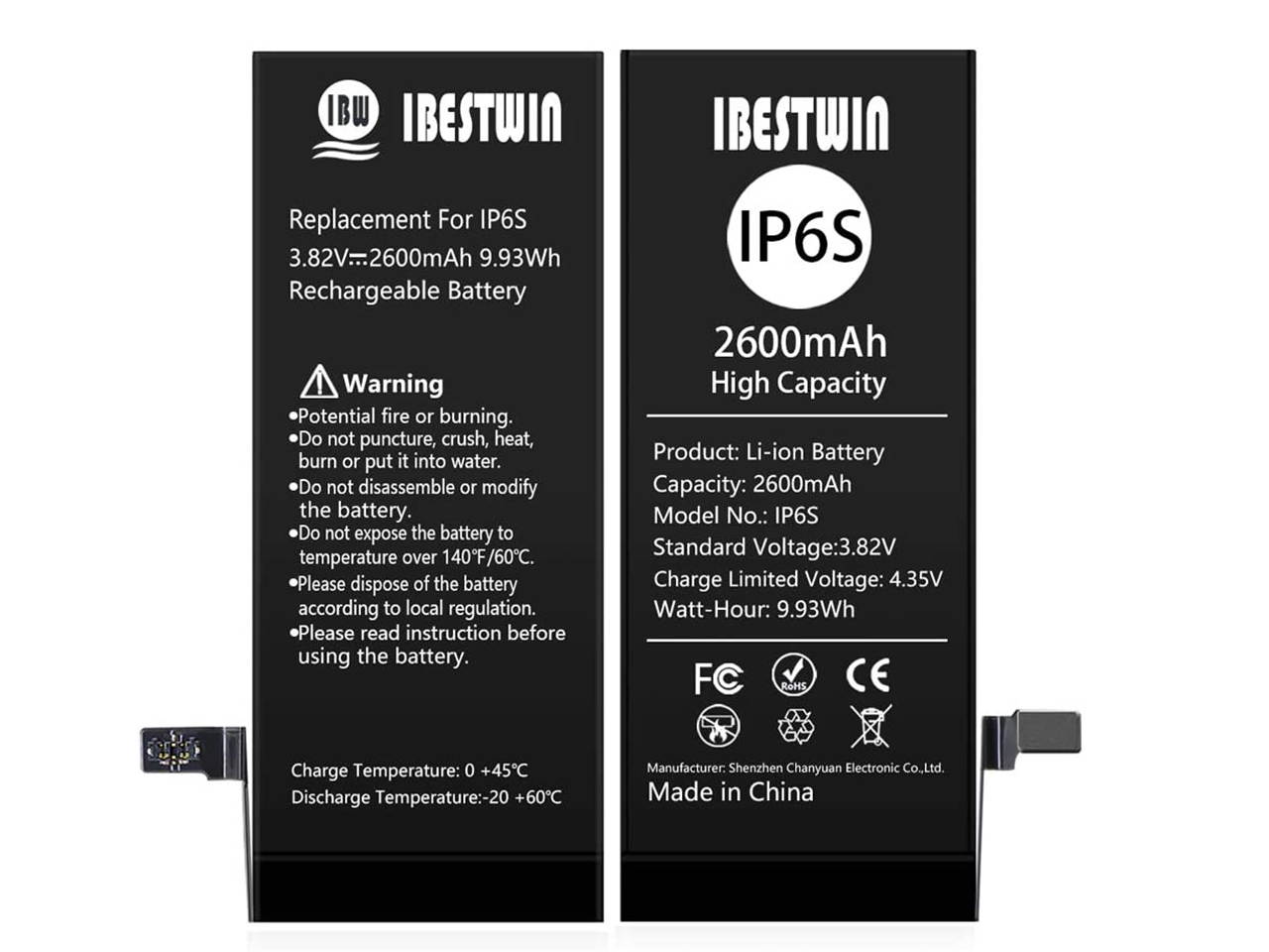 Battery for iPhone 6s, IBESTWIN 2600mAh Battery Replacement Kit for iPhone 6s with Full Remove Tool Kit and Instruction High Capacity(Only for IP 6s)