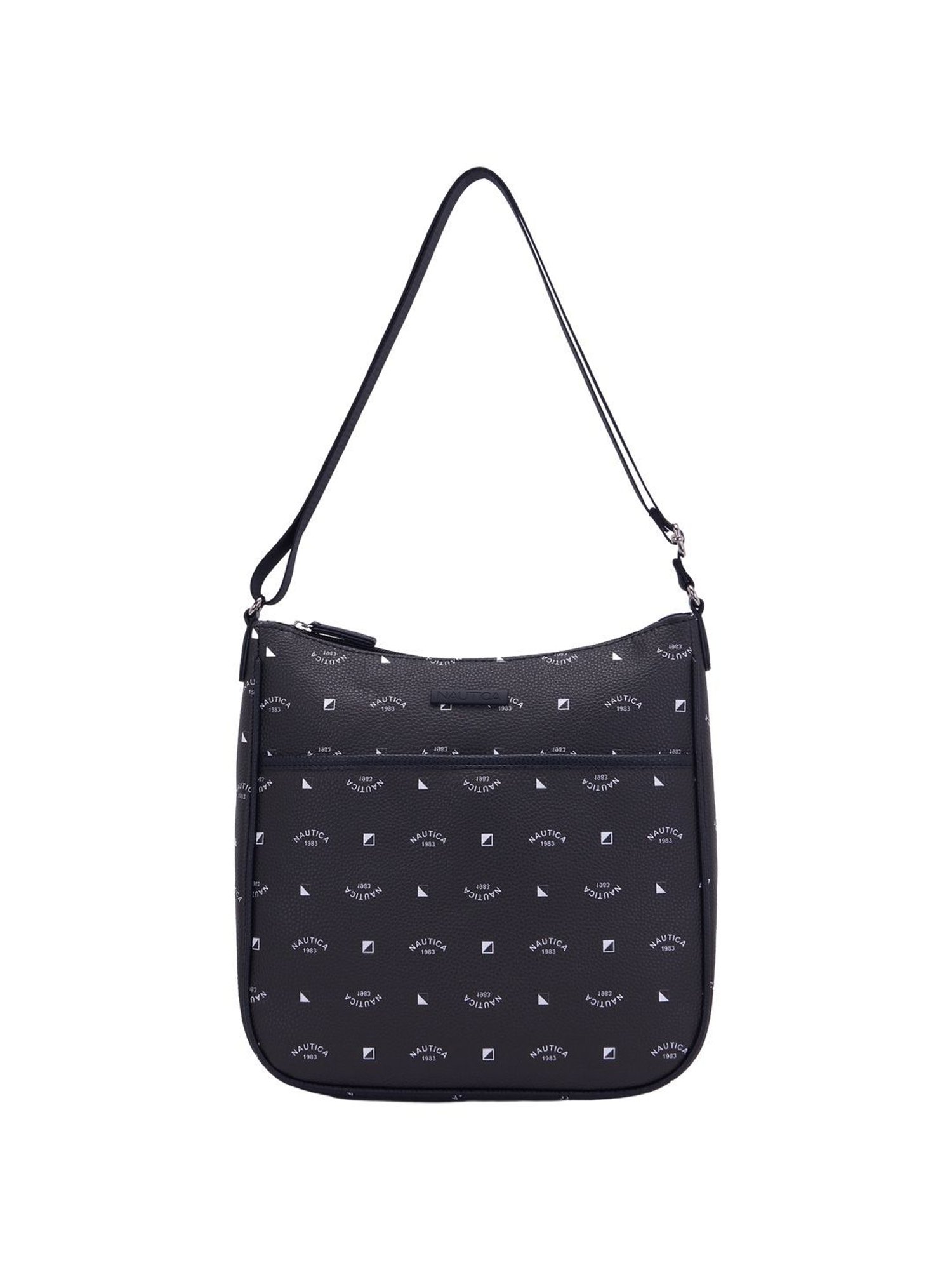Nautica Black Printed Medium Hobo Handbag