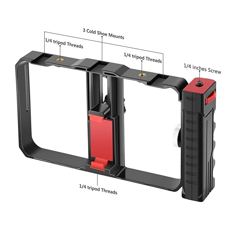 Plastic U Rig Smartphone Video Rig, Filmmaking Cage, Phone Video Stabilizer Grip Tripod Mount for Videomaker Film-Maker Video-grapher for iPhone X Xs XS Max XR X HUAWEI Samsung