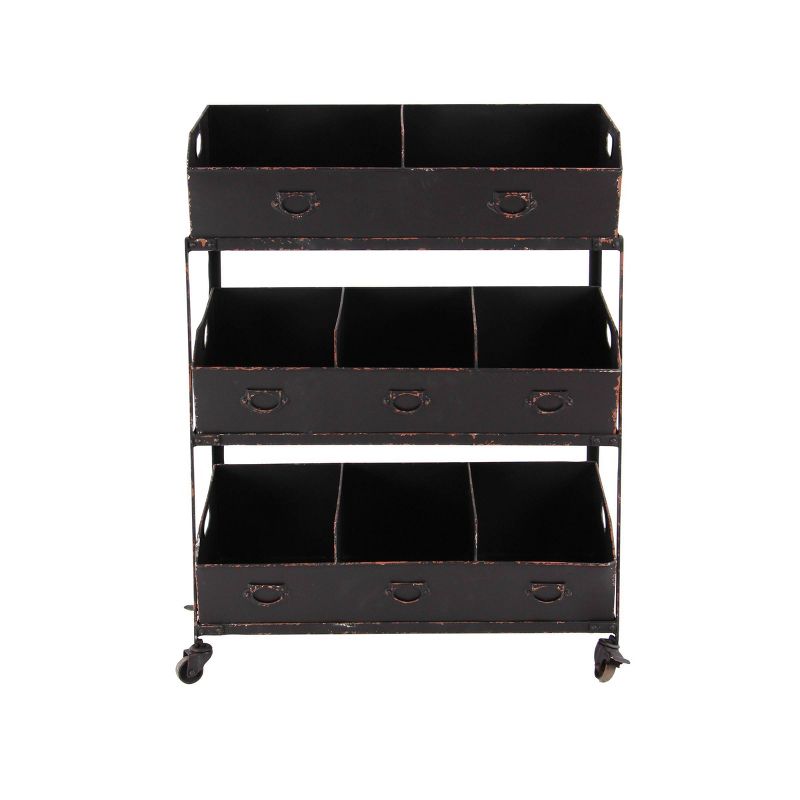 Metal Rolling Cart with 3 Shelves Black - Olivia & May