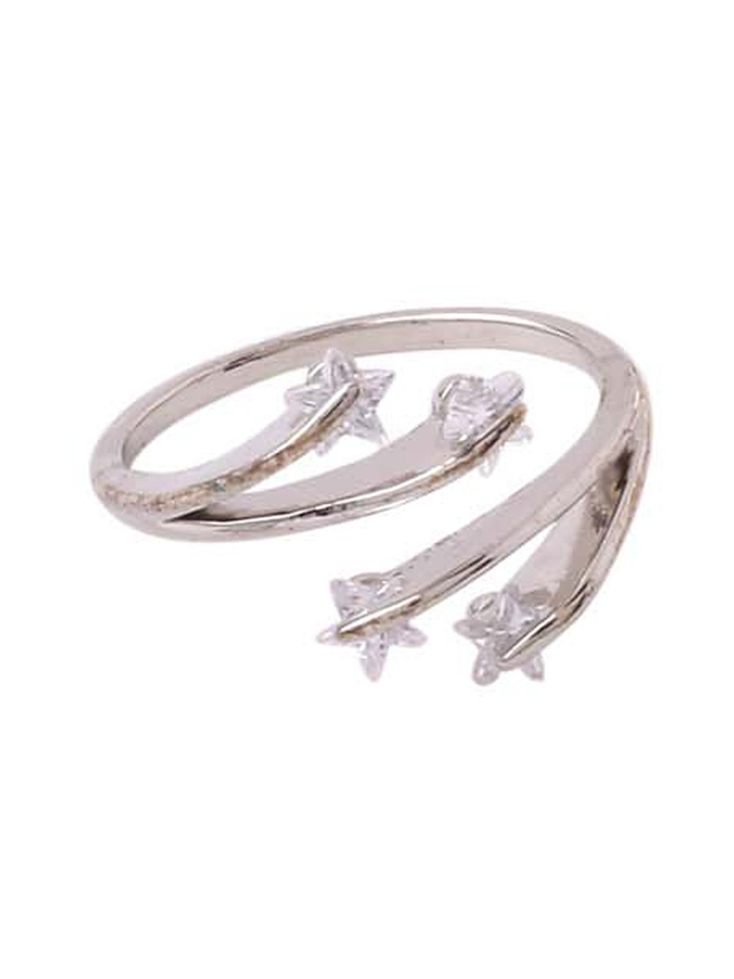 NVR Stylish Latest Silver Plated Ring with AD stones for Women