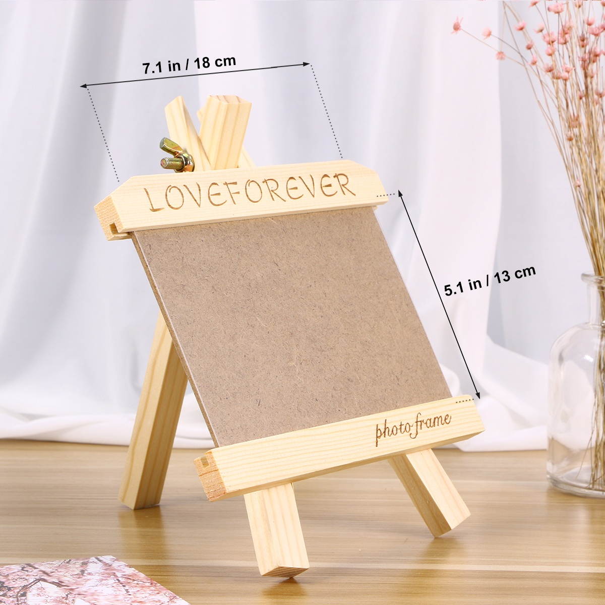 DIY Creative Wooden Single Picture Photo Frame Tabletop Photo Wood Photo Frame with Stand for Home Decor Horizontal Version for 13 x 9CM Picture