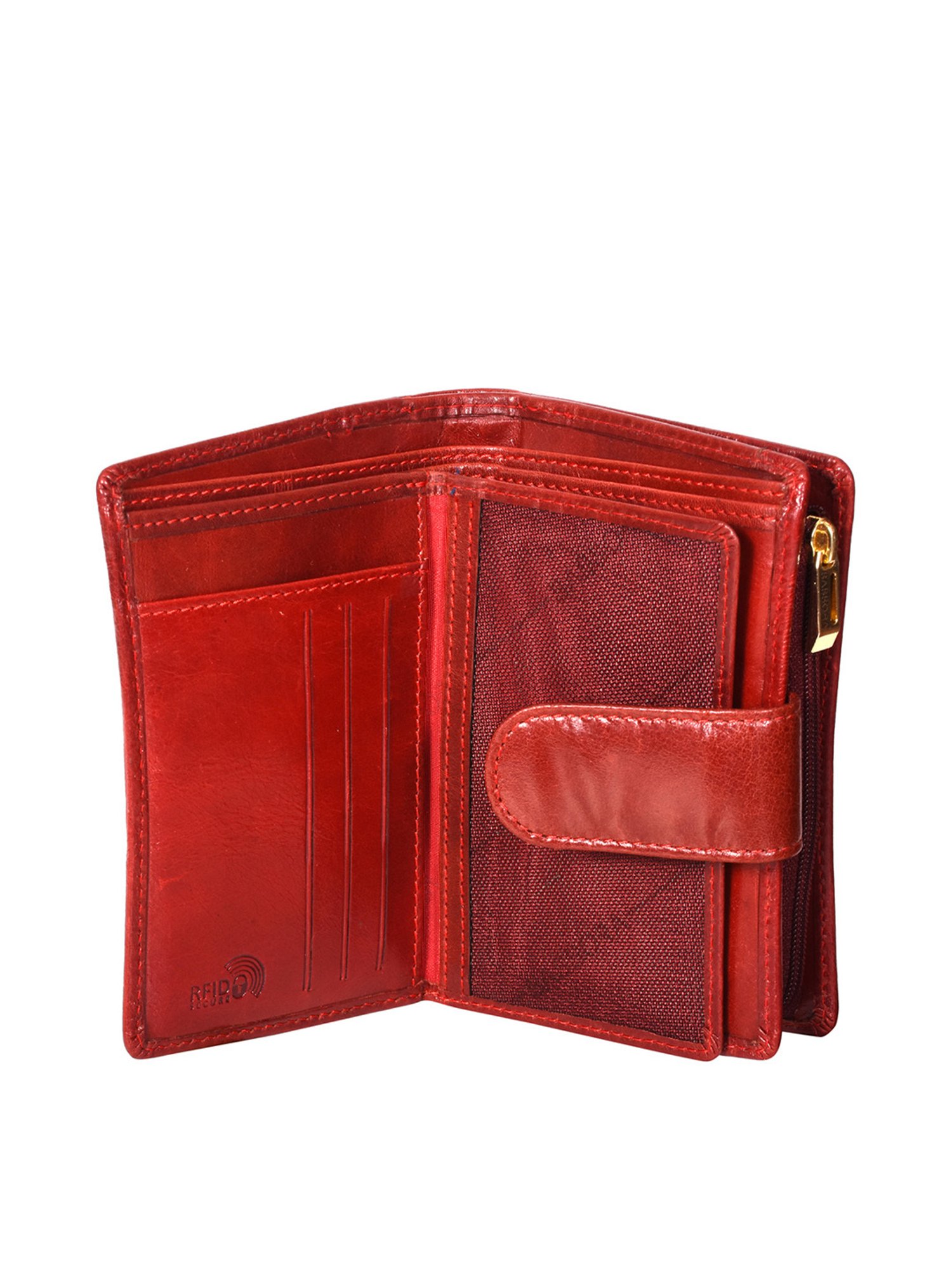 SASSORA Red Solid Rfid Bi-Fold Wallet for Women