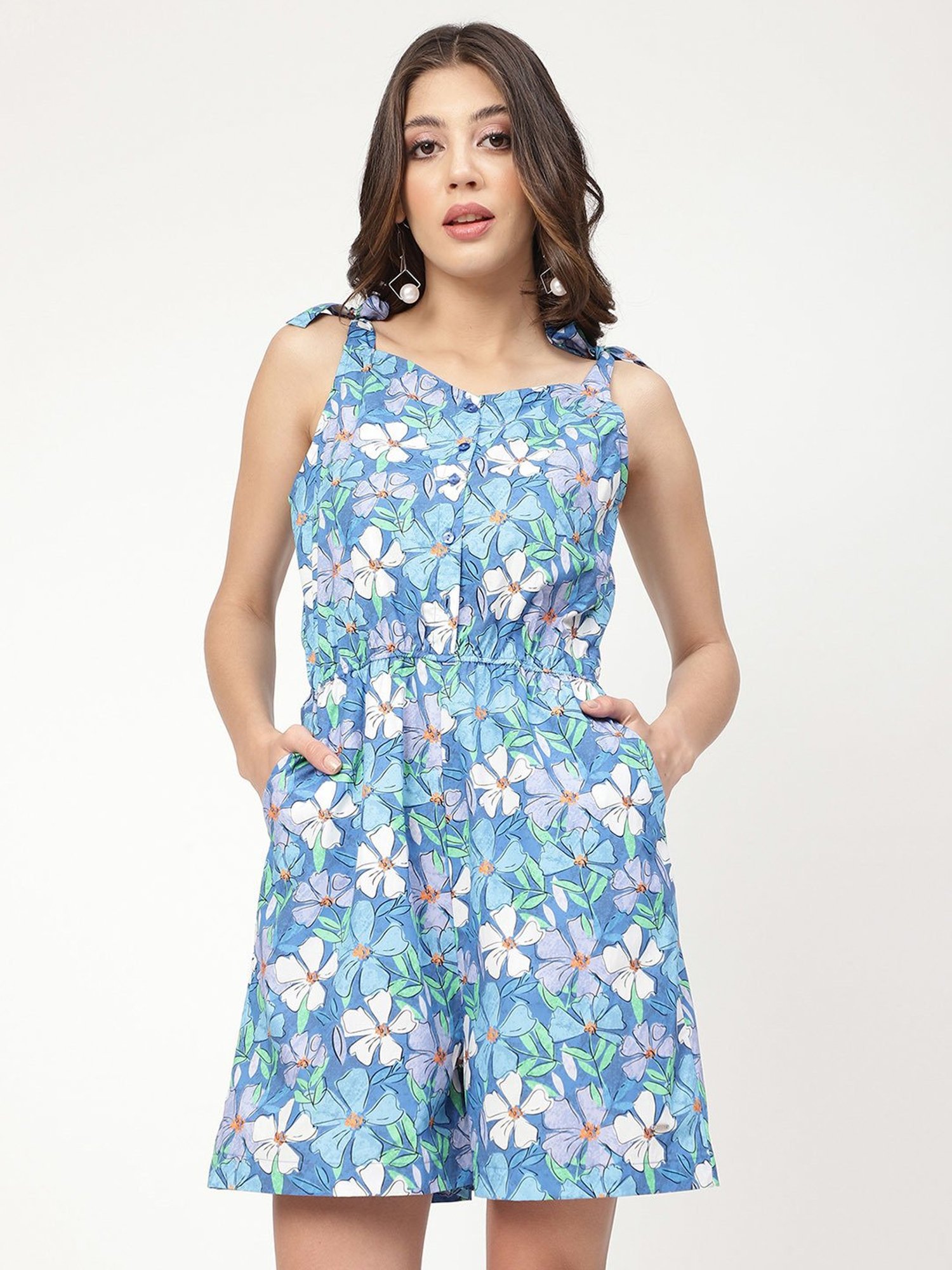 Elle Blue Printed Playsuit