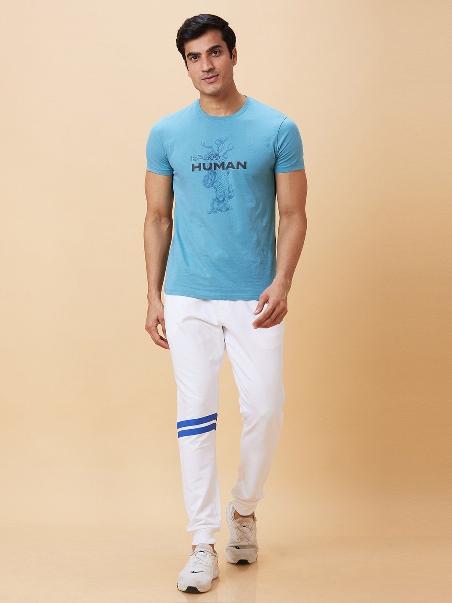 Being Human White Regular Fit Joggers