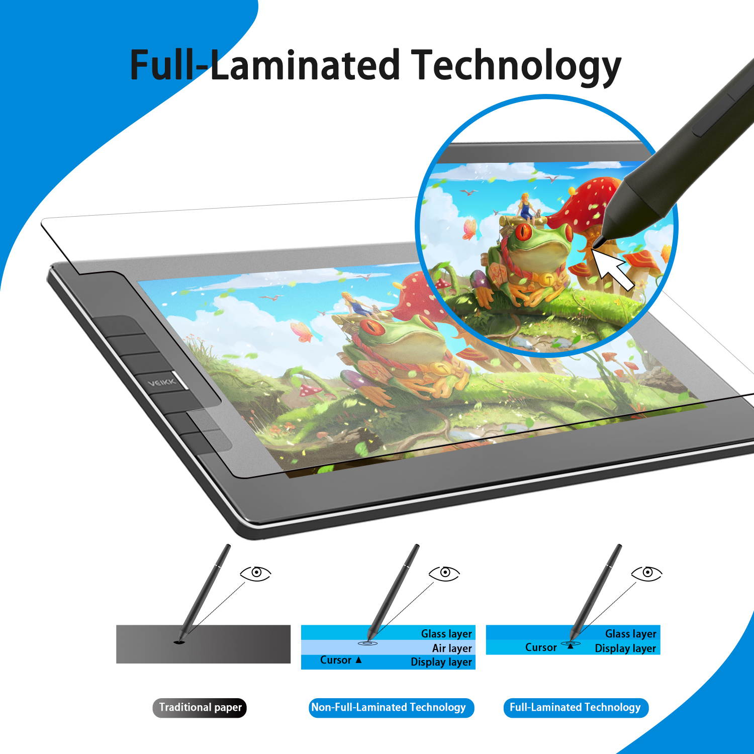 VEIKK VK1200 Graphic Display Graphics Drawing Monitor with Tilt Function Battery Free Stylus and 6 Shortcut Keys (8192 Levels Pen Pressure and 72% NTSC)-11.6 Inch IPS Pen Monitor with stand