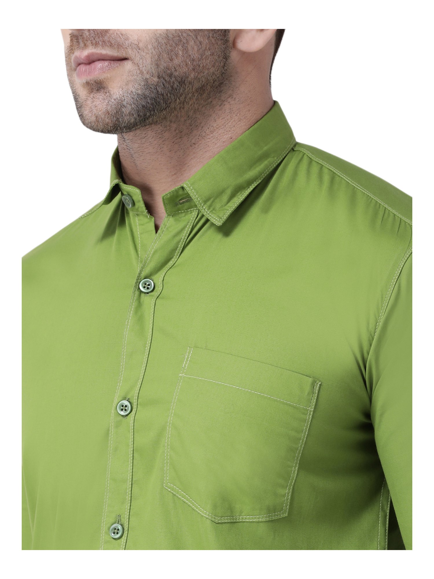 Hang Up Green Cotton Slim Fit Shirt