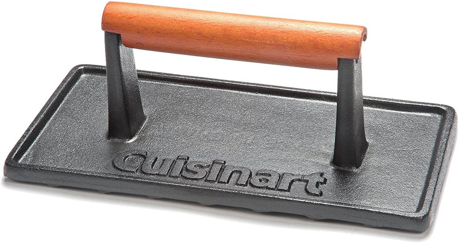 Cuisinart CGPR-221, Cast Iron Grill Press (Wood Handle) & Blackstone 1542 Griddle Accessory Tool Kit, Multicolor