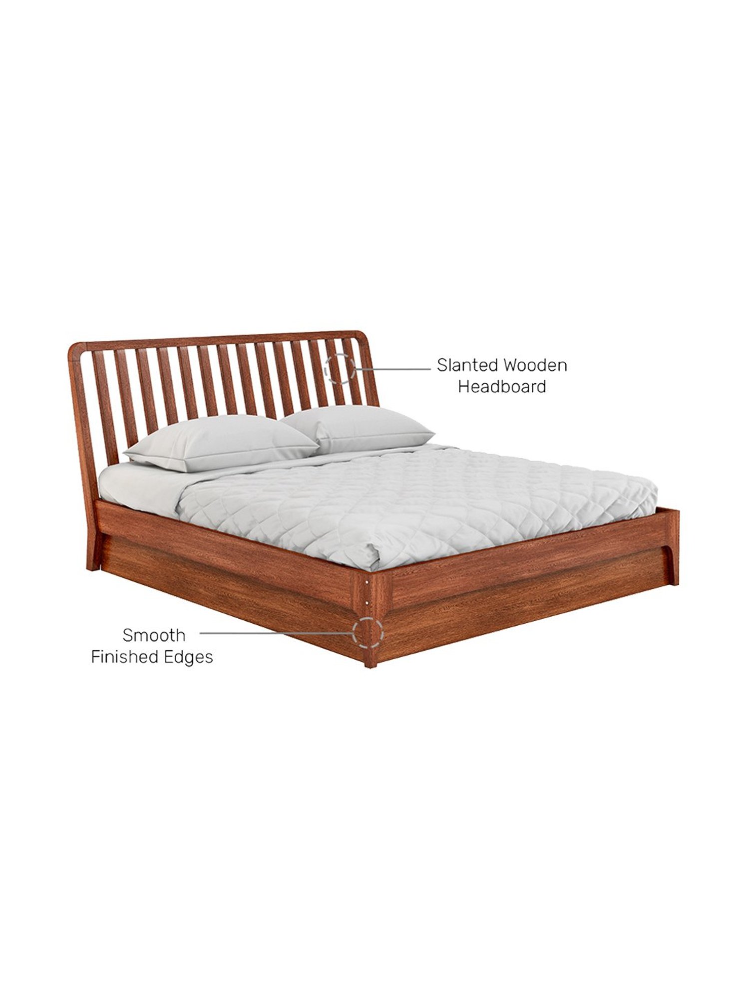 Pure Olivia Solid Wood King Size Bed in Dark Oak Finish