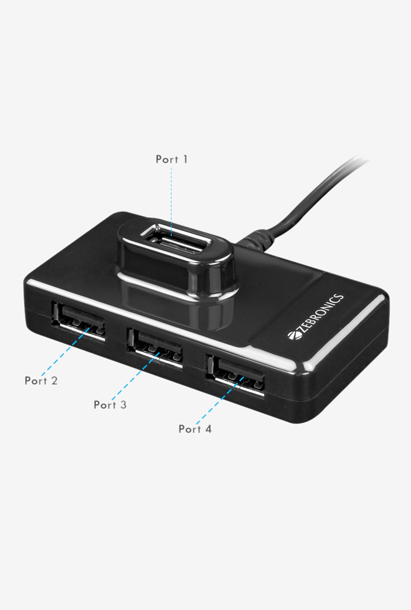 Zebronics ZEB-100HB High Speed 2.0 4 Port USB Hub (Black)