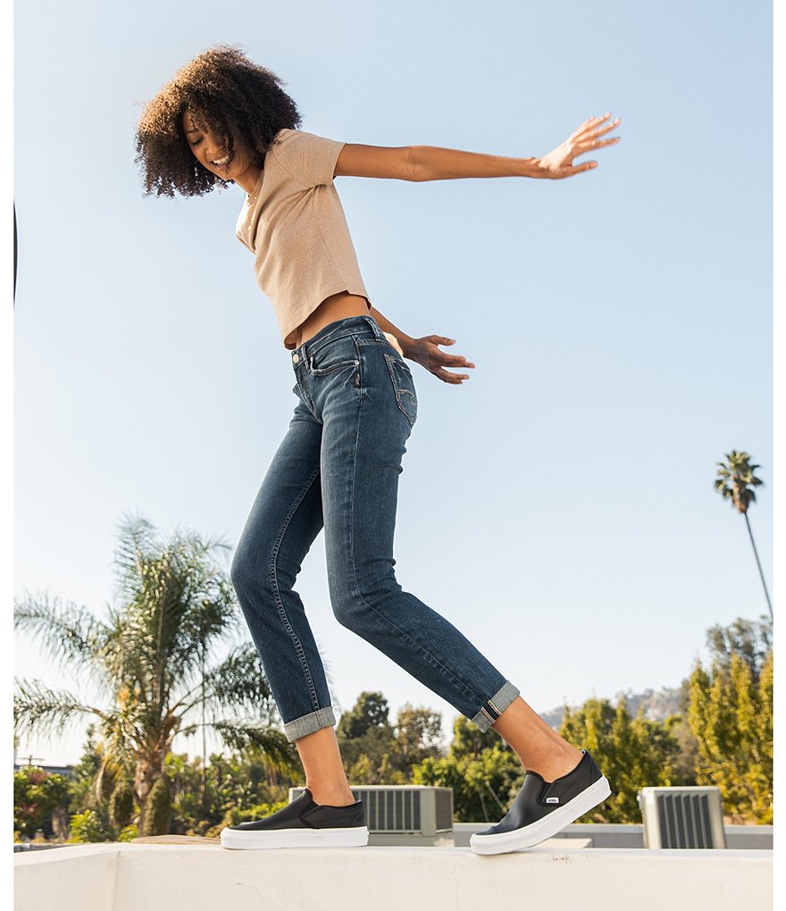 Silver Jeans Co. Boyfriend Mid Rise Rolled Cuff Jeans