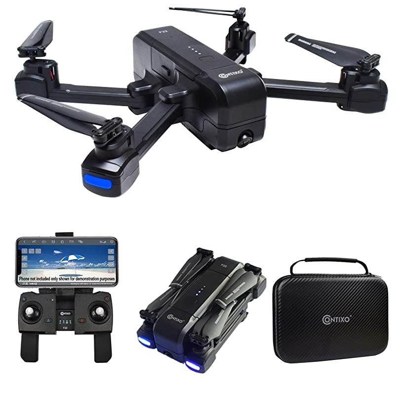F22 FPV Foldable Drone with Camera for Adults, Kids, and Beginners - RC Quadcopter with 4K FHD Camera - Gesture Control for Selfie - GPS Auto Return - Follow Me - Carrying Case