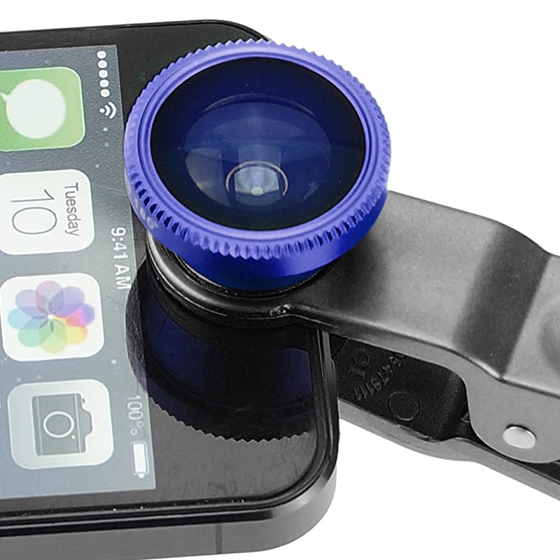 Universal 3 in 1 Cell Phone Camera Lens Kit for Smartphones Including Fish Eye Lens 2 in 1 Macro Lens Wide Angle LensUniversal ClipCarry PouchMicrofiber Cleaning Cloth