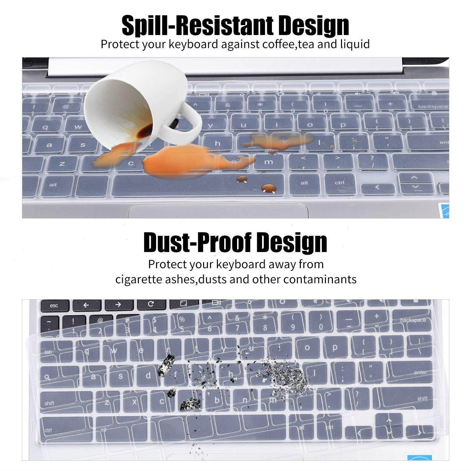 CaseBuy Ultrathin Silicone Keyboard Protector Cover Skin for 11.6" Dell Inspiron 11-3162 11-3168 11-3169 11-3179 11-3180 11-3185 i3162 i3168 i3169 i3179 i3180 i3185 Laptop US Layout (Clear)