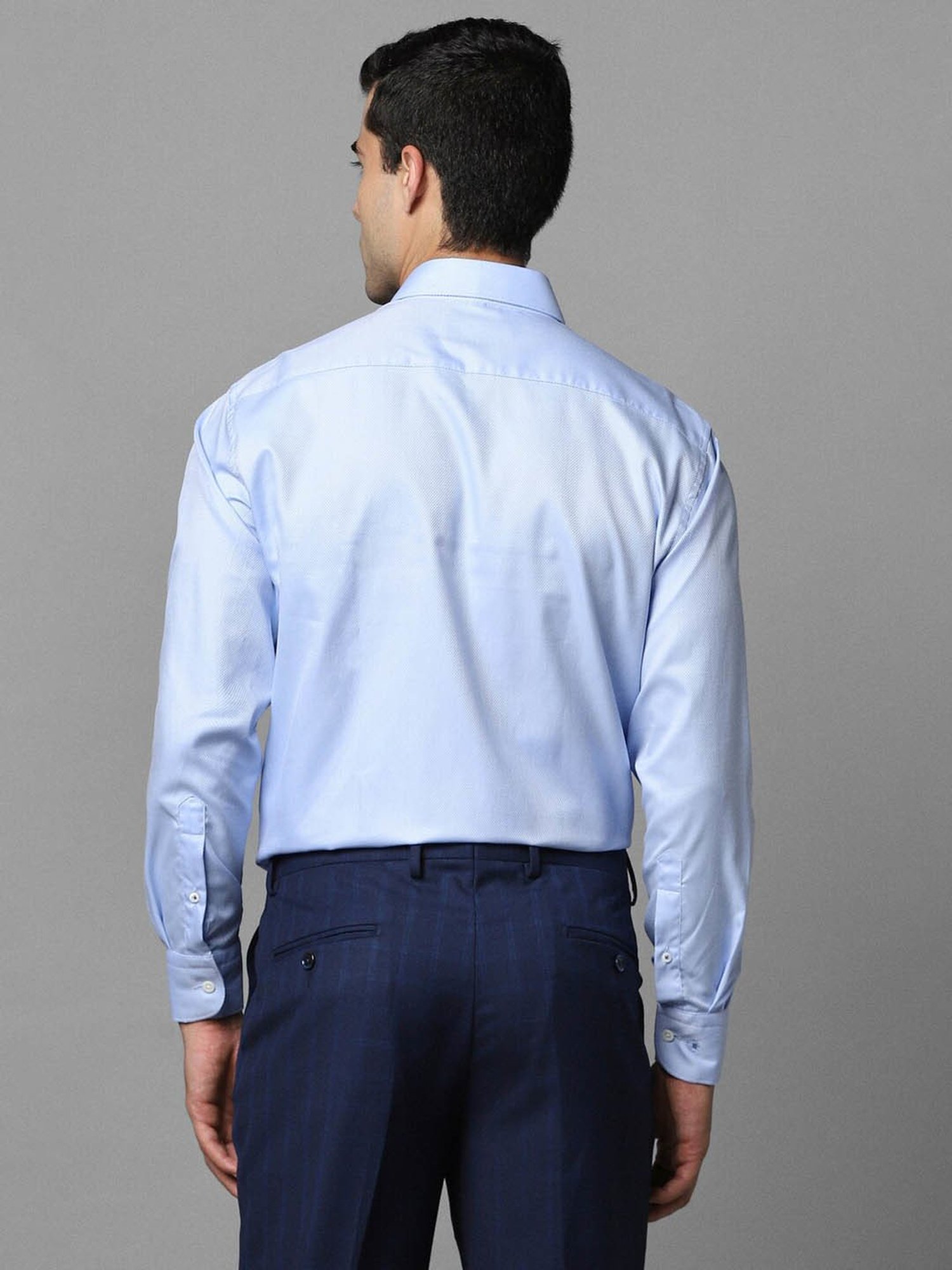 Luxure By Louis Philippe Blue Cotton Regular Fit Texture Shirt
