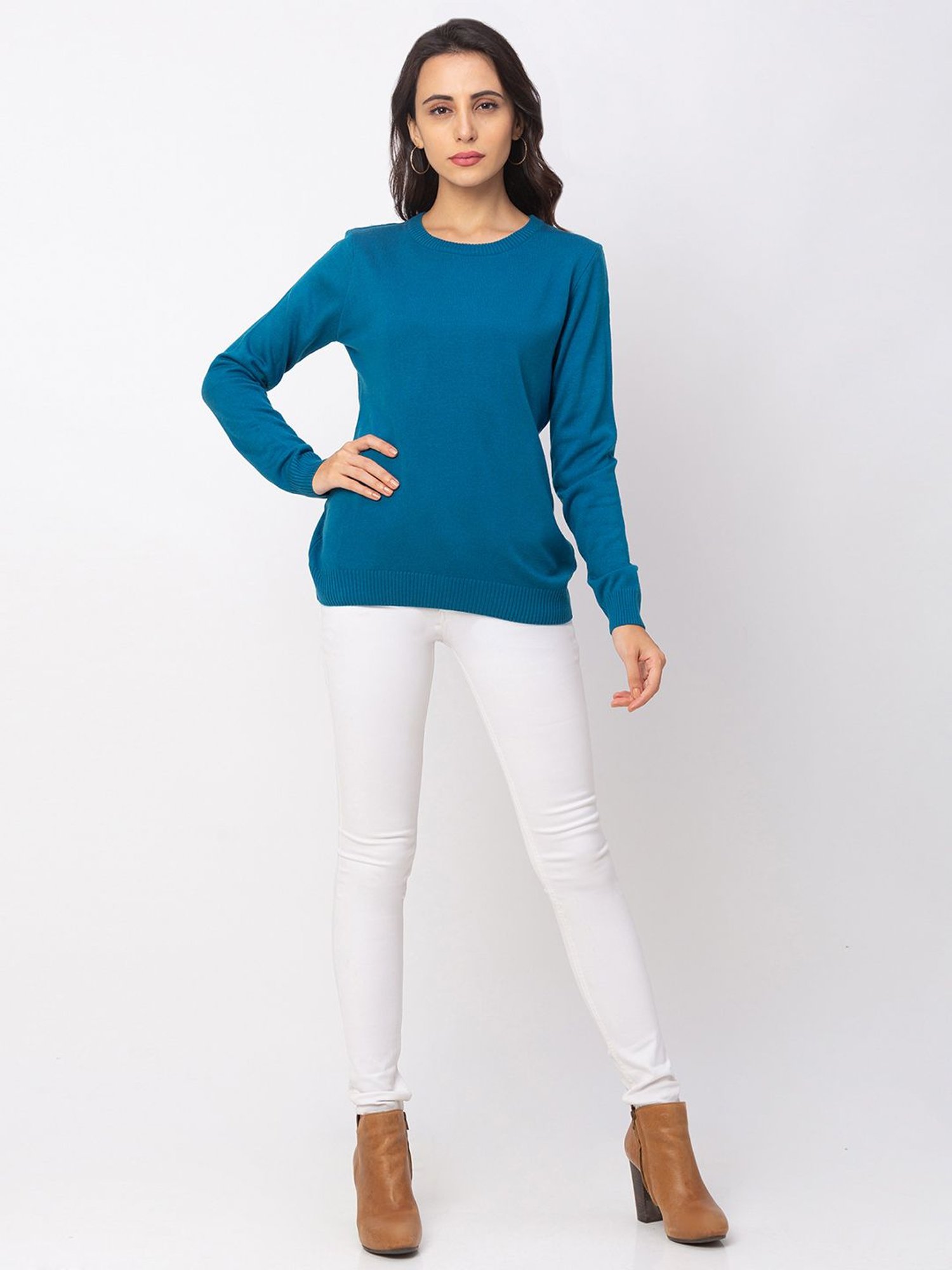 Globus Teal Full Sleeves Sweater