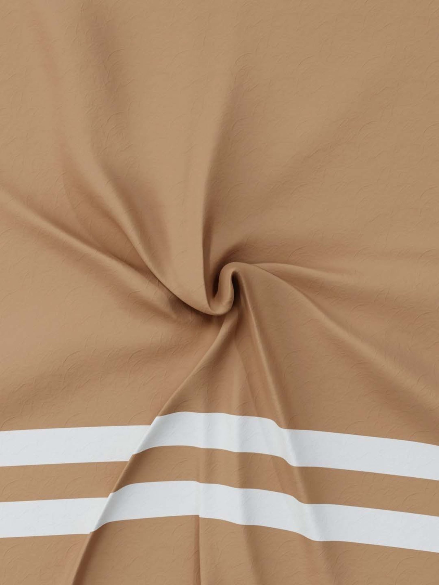 NAUTICA Coastal Stripes Brown & White Cotton Super King Size Bed Sheet With Pillow Covers