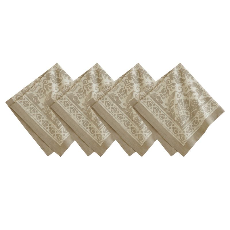Villeroy & Boch - Milano Print Cotton Fabric Napkin Set of 4 - 21" x 21" - Taupe