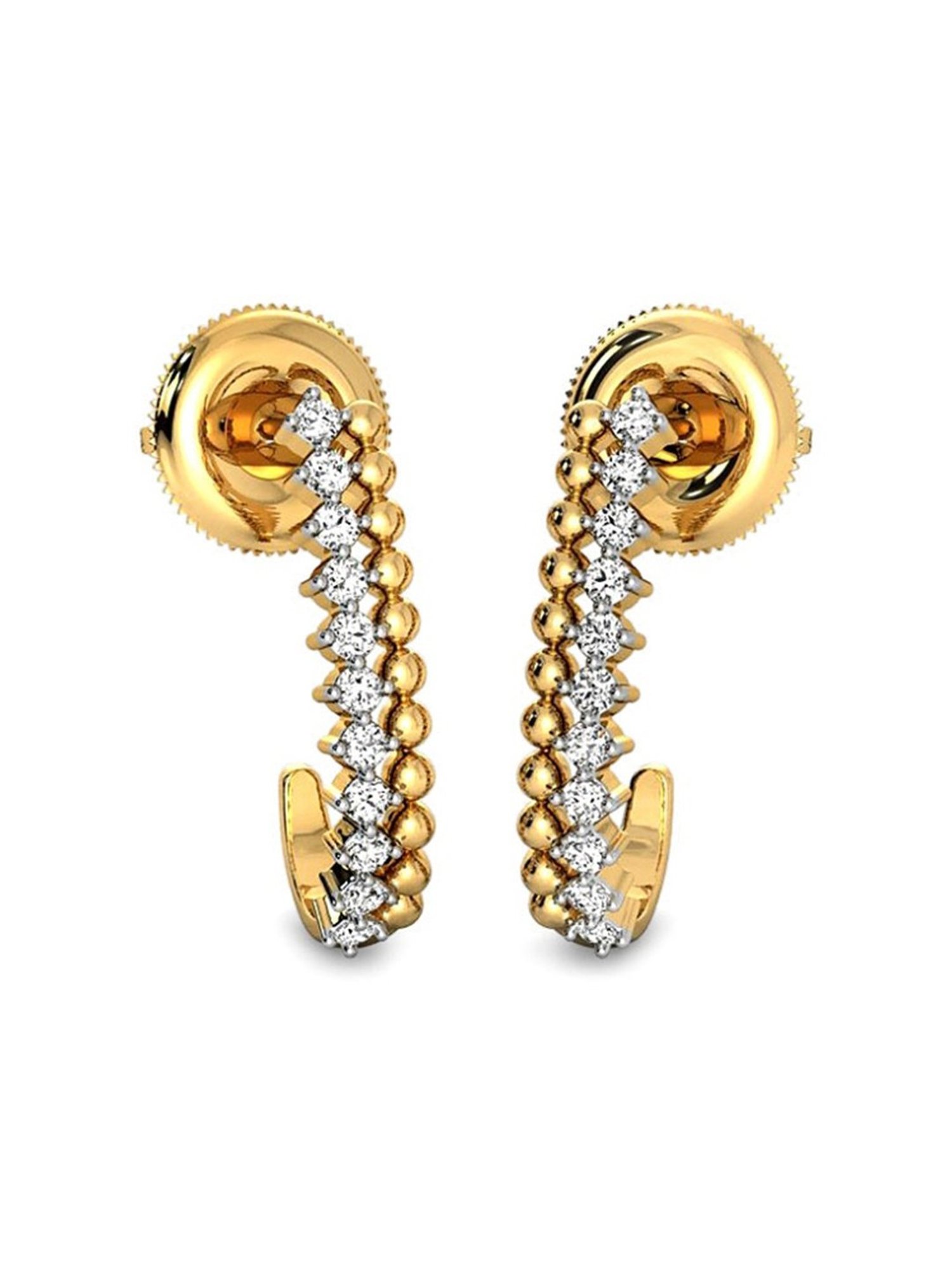 Candere by Kalyan Jewellers Peacock Collection 18k Yellow Gold Diamond Hoop Earrings for Women