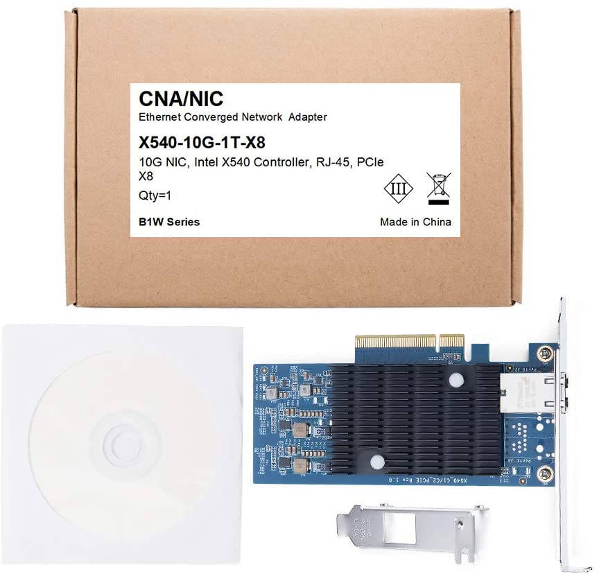 10Gb PCI-E NIC Network Card, Single Copper RJ45 Port, PCI Express Ethernet LAN Adapter Support Windows Server/Windows/Linux/ESX, Compare to Intel X540-T1