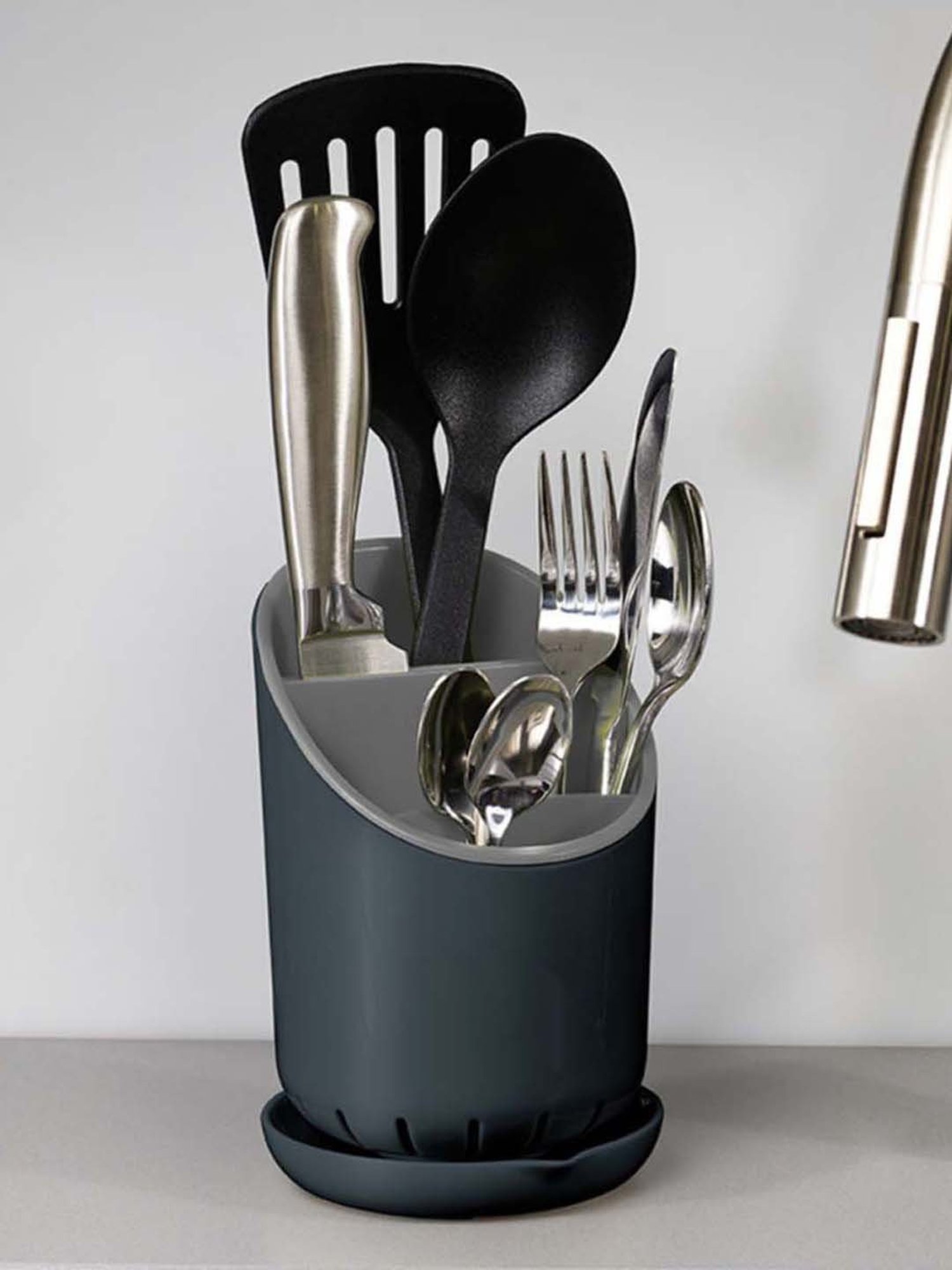 JOSEPH JOSEPH Grey Polypropylene Dock Cutlery Drainer - Set of 1