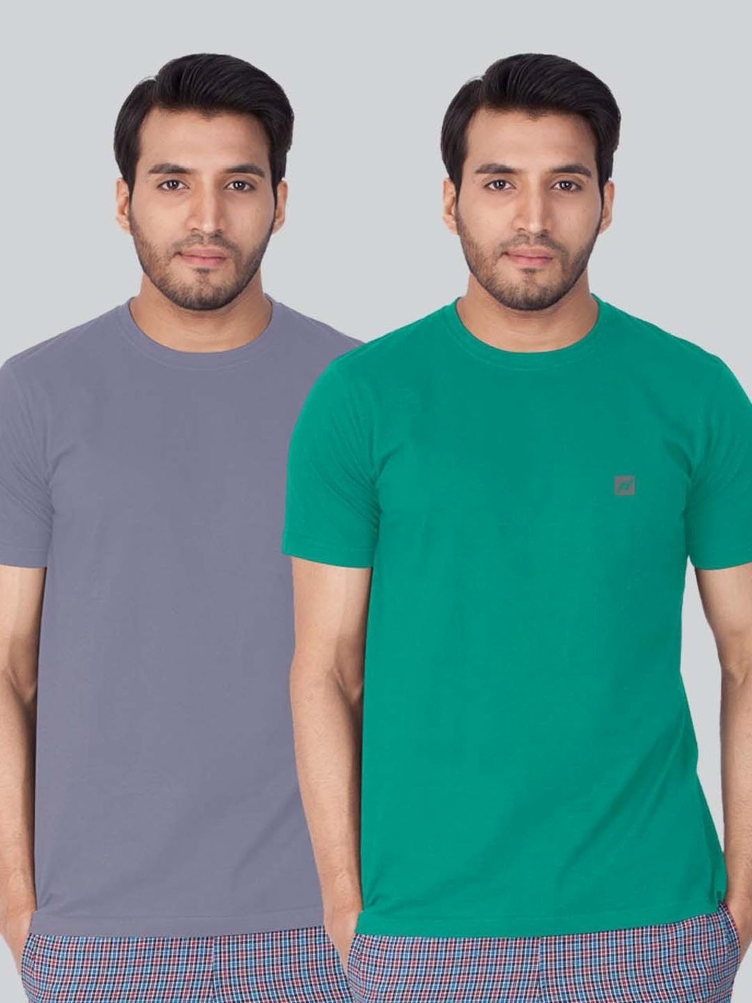 Lux Nitro Purple & Sea Green Regular Fit T-Shirt Pack of - 2